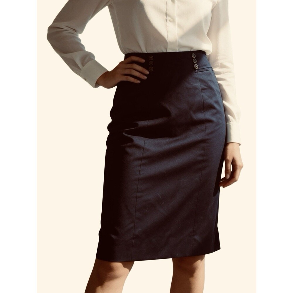 White House Black Market Black Cotton Pencil Skirt